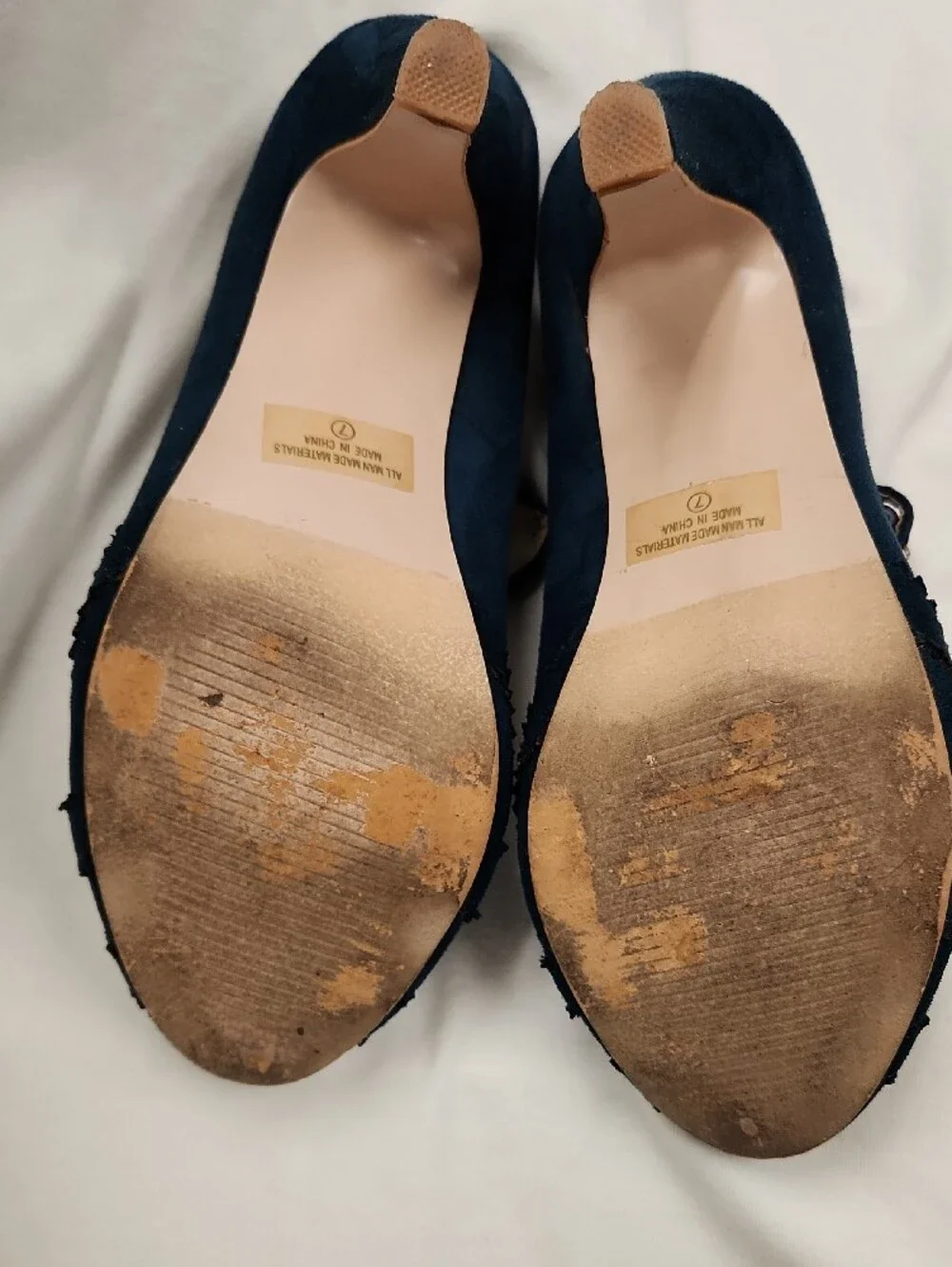 🦋 Navy Suede Mary Jane Heels With Bow Accent Sz 7